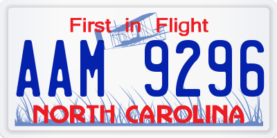 NC license plate AAM9296