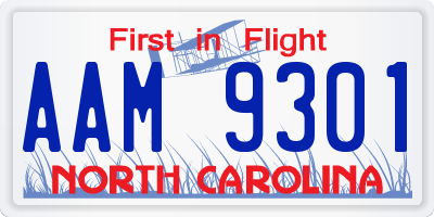 NC license plate AAM9301