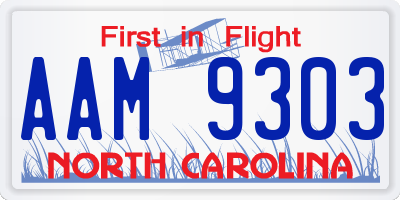 NC license plate AAM9303