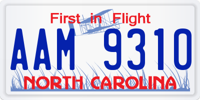 NC license plate AAM9310