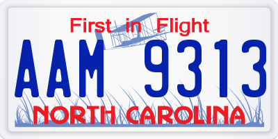NC license plate AAM9313