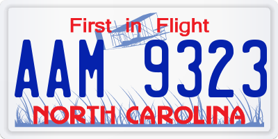 NC license plate AAM9323