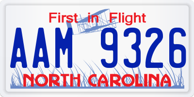 NC license plate AAM9326