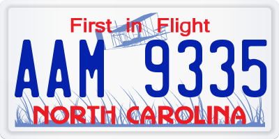 NC license plate AAM9335