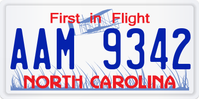 NC license plate AAM9342
