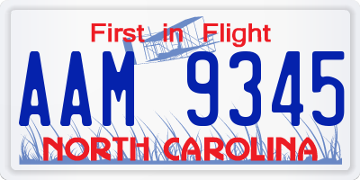 NC license plate AAM9345
