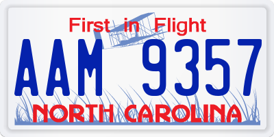NC license plate AAM9357