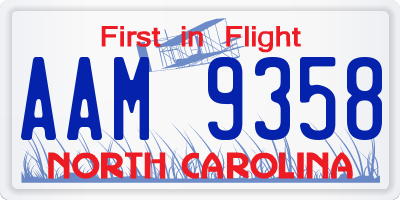 NC license plate AAM9358