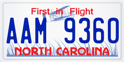 NC license plate AAM9360