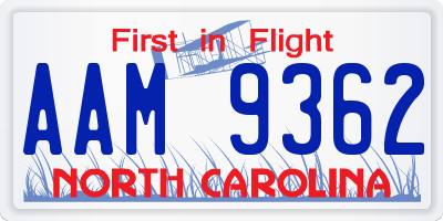 NC license plate AAM9362