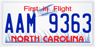 NC license plate AAM9363