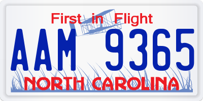 NC license plate AAM9365