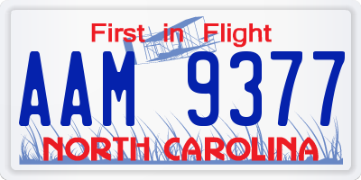 NC license plate AAM9377