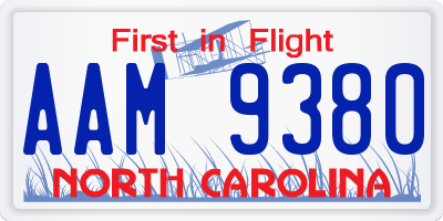 NC license plate AAM9380