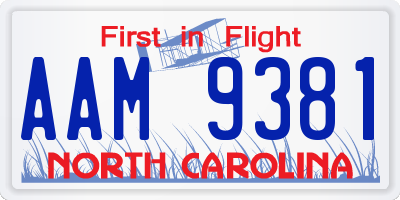 NC license plate AAM9381