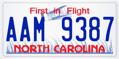NC license plate AAM9387