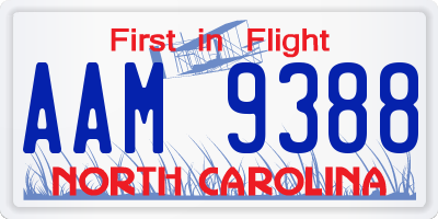 NC license plate AAM9388