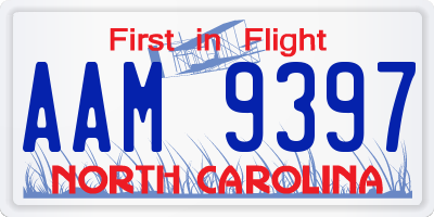 NC license plate AAM9397
