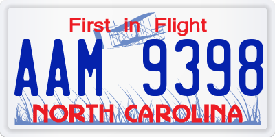 NC license plate AAM9398