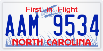 NC license plate AAM9534