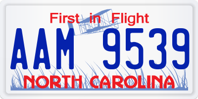 NC license plate AAM9539