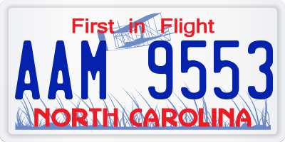 NC license plate AAM9553