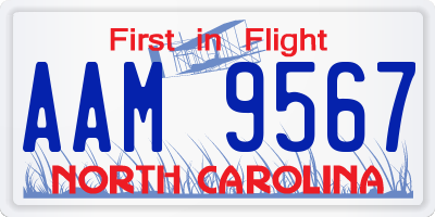 NC license plate AAM9567