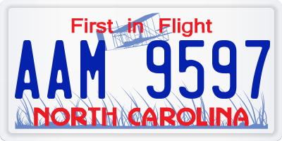 NC license plate AAM9597