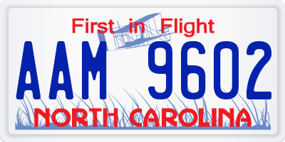 NC license plate AAM9602