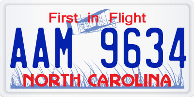 NC license plate AAM9634