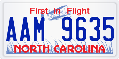 NC license plate AAM9635