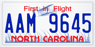 NC license plate AAM9645