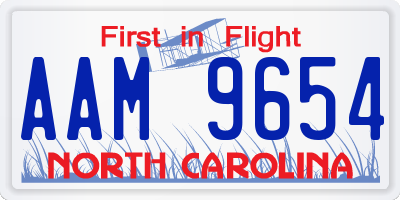 NC license plate AAM9654