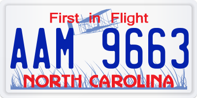 NC license plate AAM9663