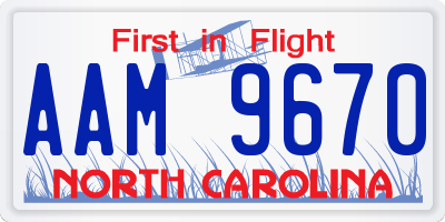 NC license plate AAM9670