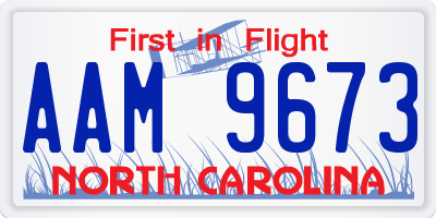 NC license plate AAM9673