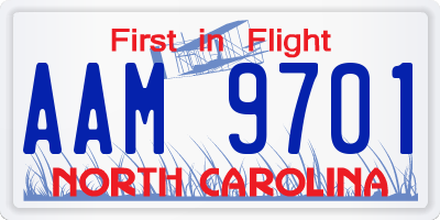 NC license plate AAM9701