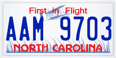 NC license plate AAM9703