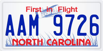 NC license plate AAM9726