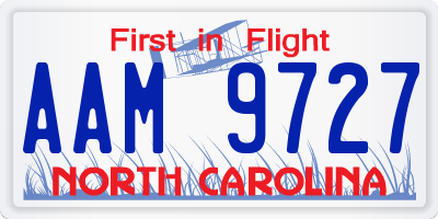 NC license plate AAM9727