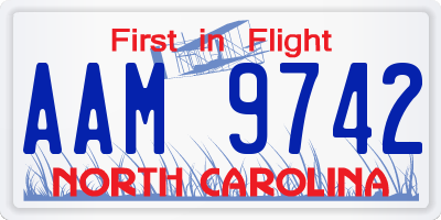 NC license plate AAM9742