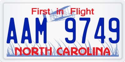 NC license plate AAM9749