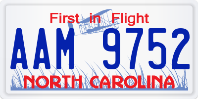 NC license plate AAM9752