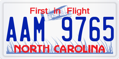 NC license plate AAM9765