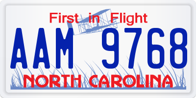 NC license plate AAM9768
