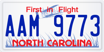 NC license plate AAM9773