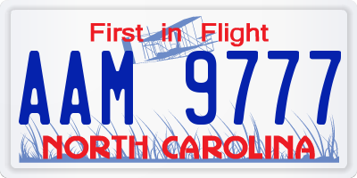 NC license plate AAM9777