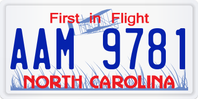 NC license plate AAM9781