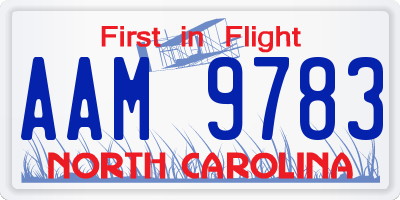 NC license plate AAM9783