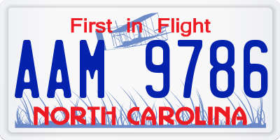 NC license plate AAM9786